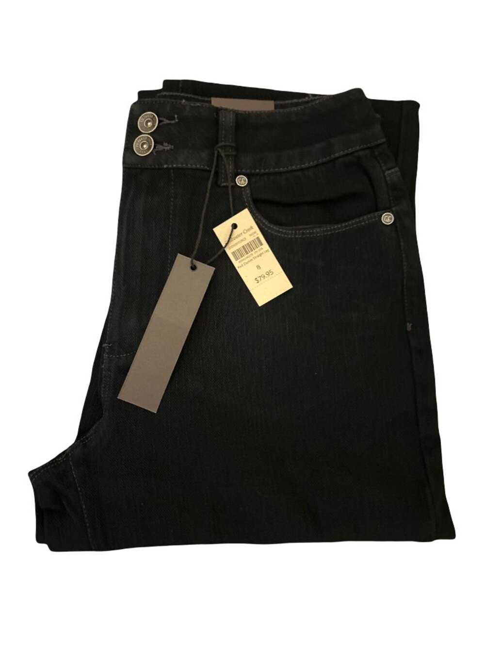 Retro VTG Coldwater Creek Black Knit Denim Straight Leg Jeans Size 8 NEW